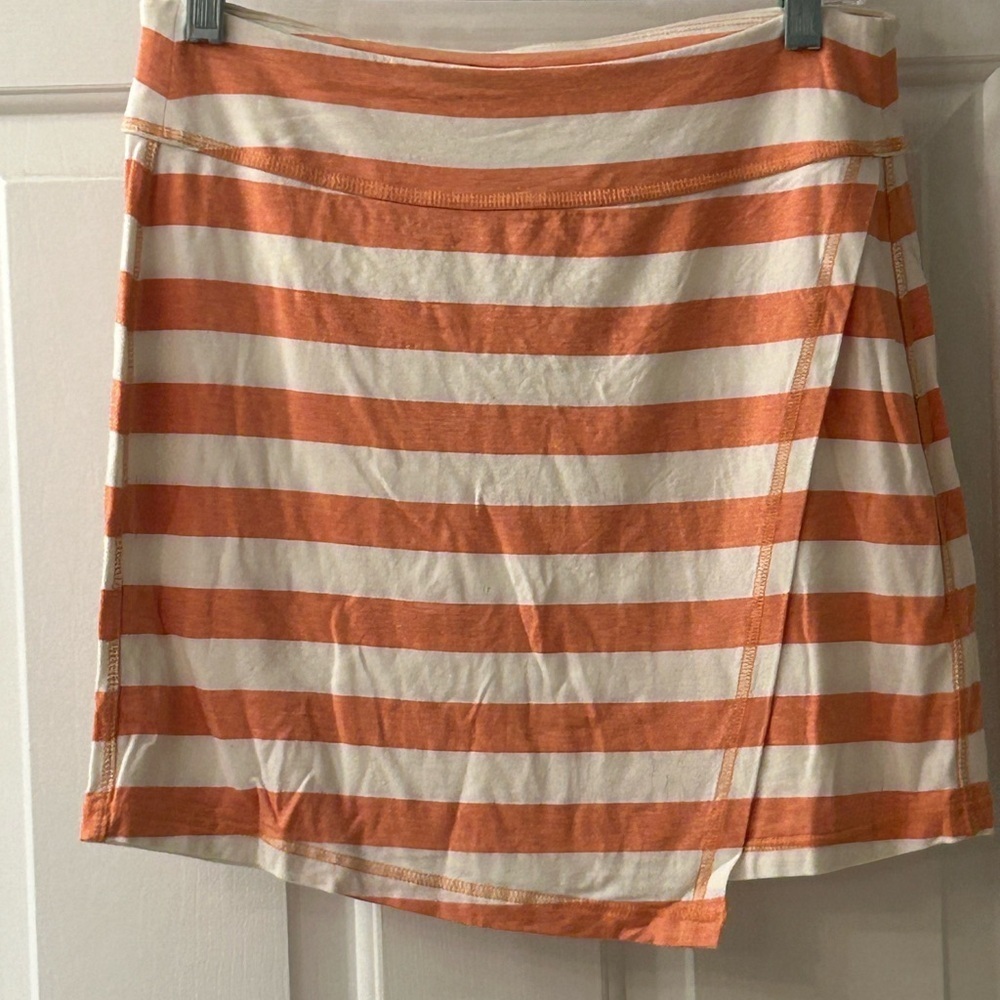 Athleta Orange and White Striped Mini Skirt